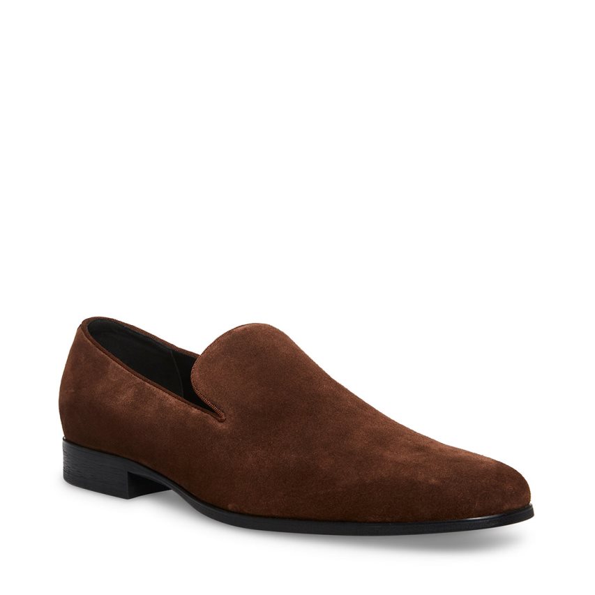 Dark Brown Steve Madden Parigi Suede Men's Loafers | PH 6538FVX